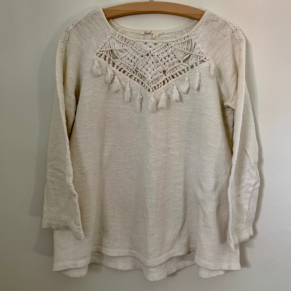 Anthropologie Macrame Tassel Sweater